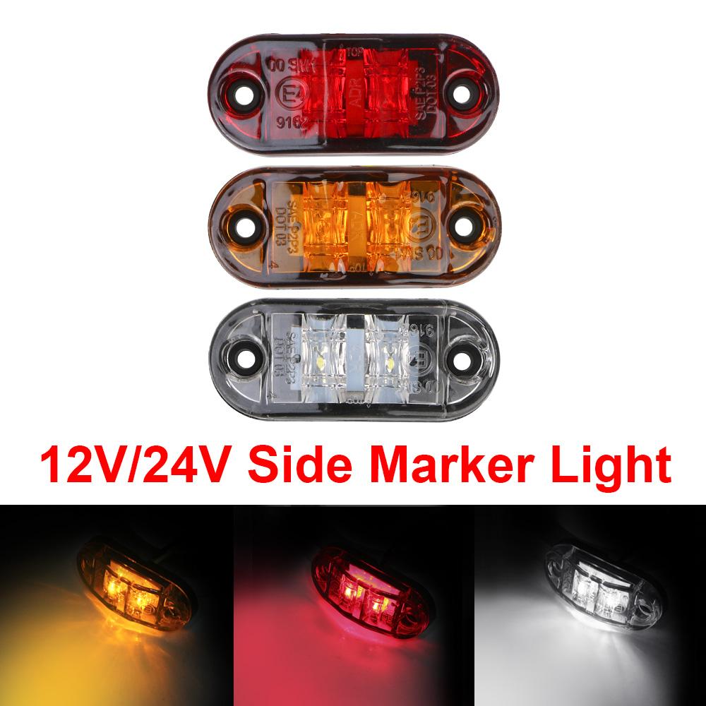 LED Side Marker Lamp 1 Pair 12V- 24V Warning Lights For Trailer Truck Caravan Red Yellow White Side Clearance Marker Lamp