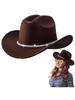 Pink Rhinestone Western Cowgirl Hat Wide Brim Fedora For Adults