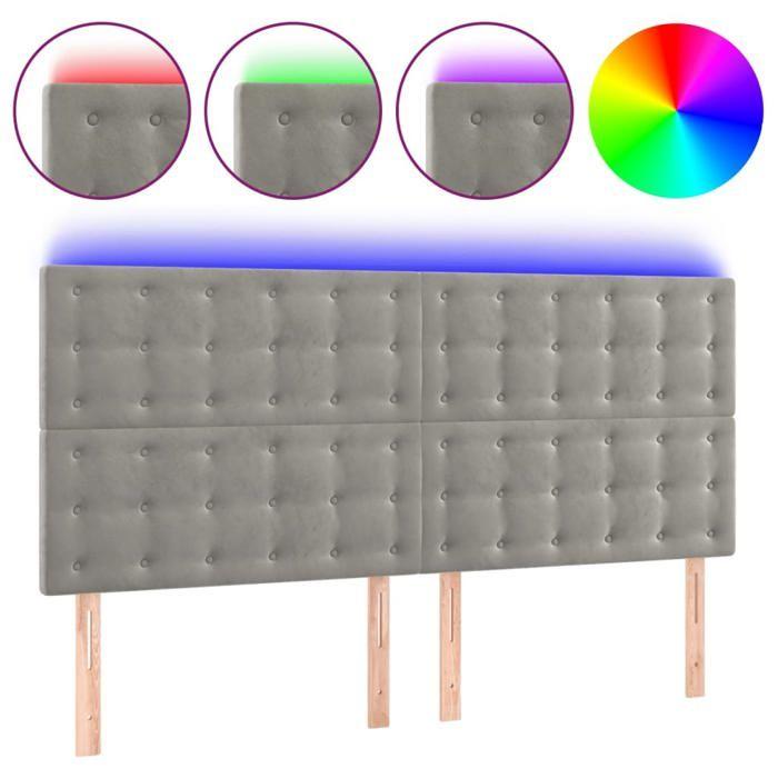 VidaXL LED Headboard Bedroom Furniture Double Bed Accessory Head of Bed Frame Interior Light Grey 3122924