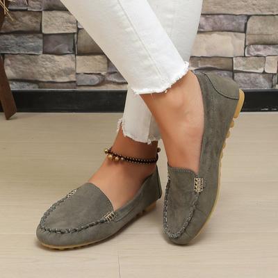 Neue Doudou Damen Schuhe mit flachem Absatz Übergröße weiche Sohle weiche Oberfläche lässige Damen Einzelschuhe Damen Ein-Fuß Slipper
