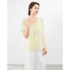 Elegant and slim round neck lace up embroidered short sleeved shirt top