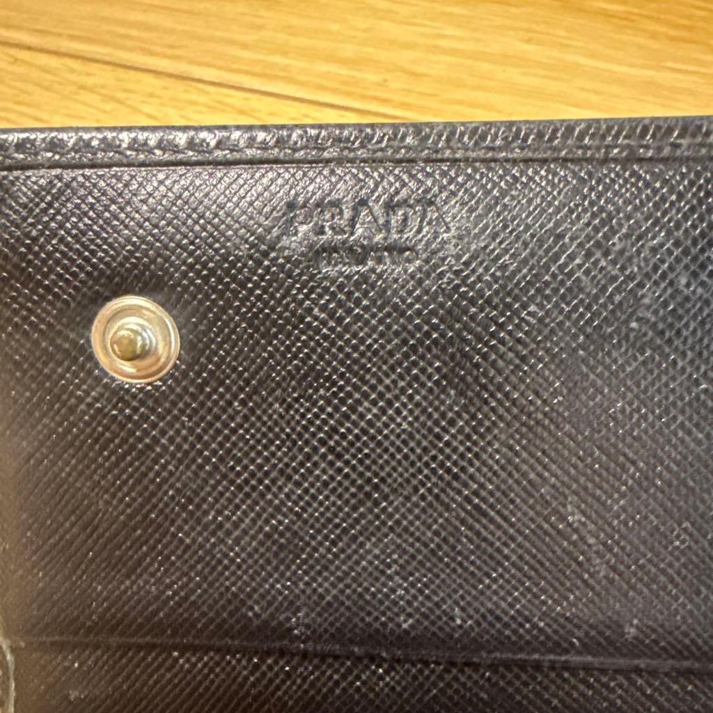 Used PRADA Saffiano Leather Long Wallet Black