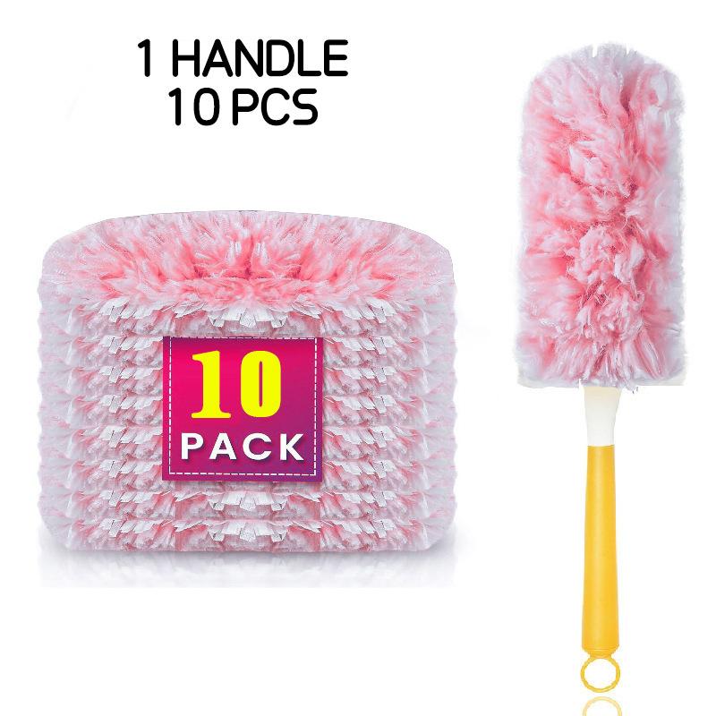 Heavy Duty Duster Refills Kit for Swiffer, 30-Pack Microfiber Pads with 2 Handles (3ft Extended + Short), Multi-Surface Cleaning