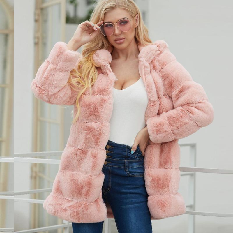 

2 throwing hat long imitation fur women s coat women s autumn and winter new 209 long coat coat women XXXL чорний