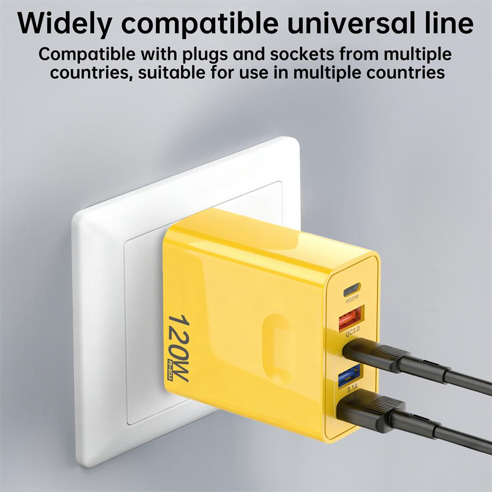 120W 5 in 1 USB C Charger Fast Charging Phone Charger Power Adapter for IPhone Samsung Xiaomi EU/US/UK Plug Quick Charge Charger