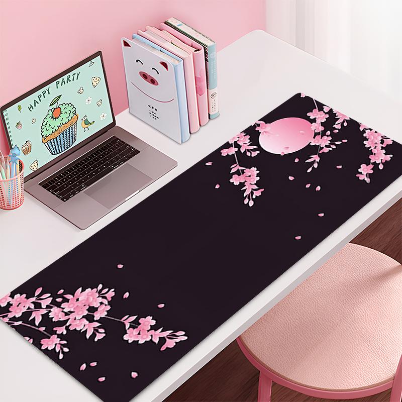 x Mousepad Gamer Office Mat Mouse Pad Gaming Room Accessories Office Desk Mat Cherry Blossom Sakura Pink Art Keyboard Mats
