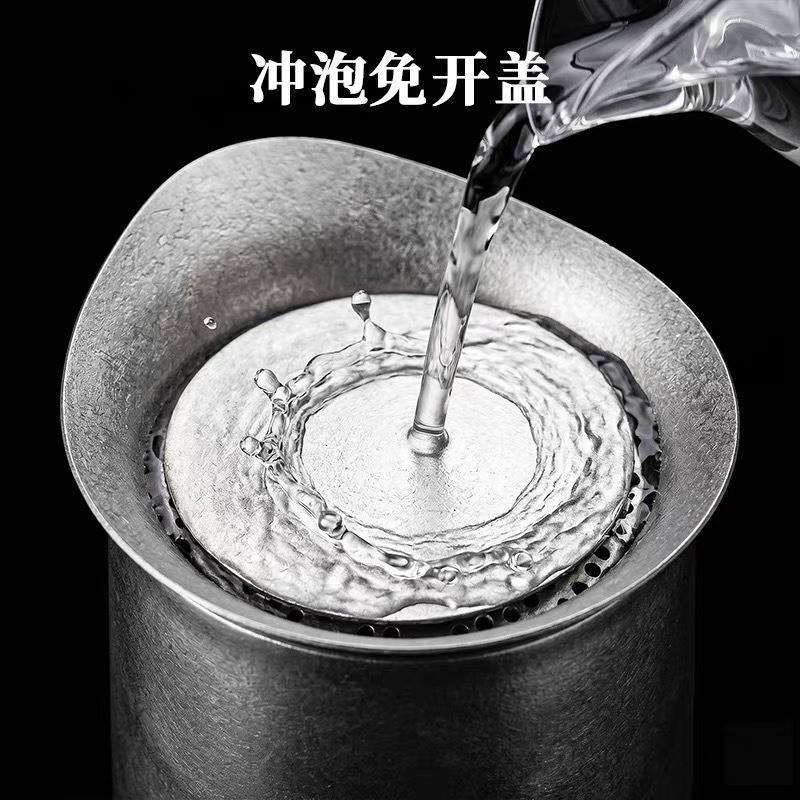 Titanium Travel Tea Pot With Double Wall Insulation Portable Camping Set Filter Infuser Cup Modern Minimalist Design