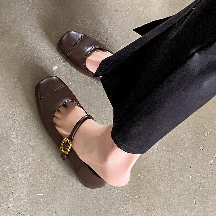 

[Armano] Mary Jane shoes 2025 spring new silver word with French thick heel small single shoes women commuting 40 темно-коричневого