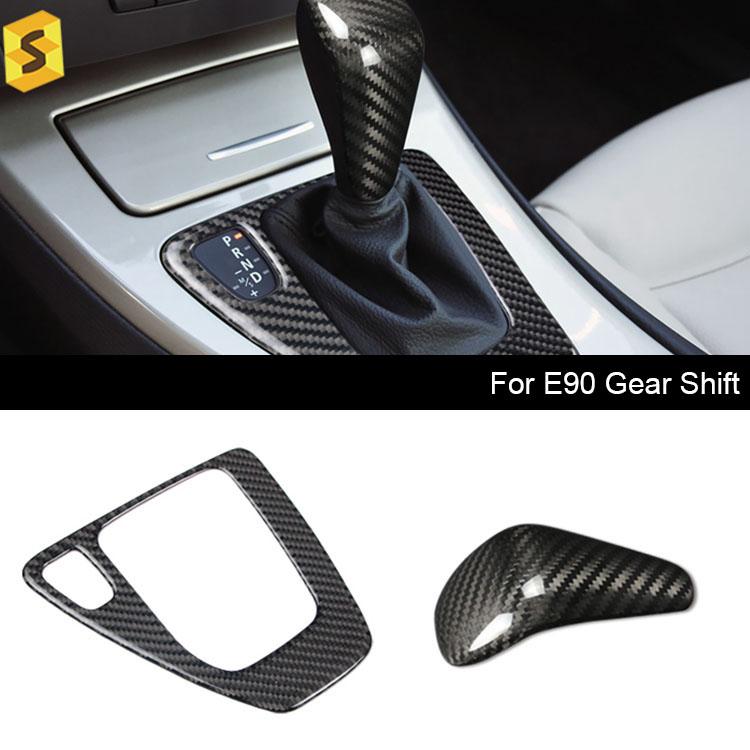 Carbon Fiber Gear Knob Cover Car E90 Decoration Carbon Fiber Gear Shift Trim for BMW чёрный