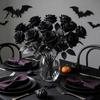 Long Stem Faux Flowers Realistic Silk Black Roses with Stems for Wedding Centerpieces, Halloween Home Durable Floral Decor, Artificial Arrangements