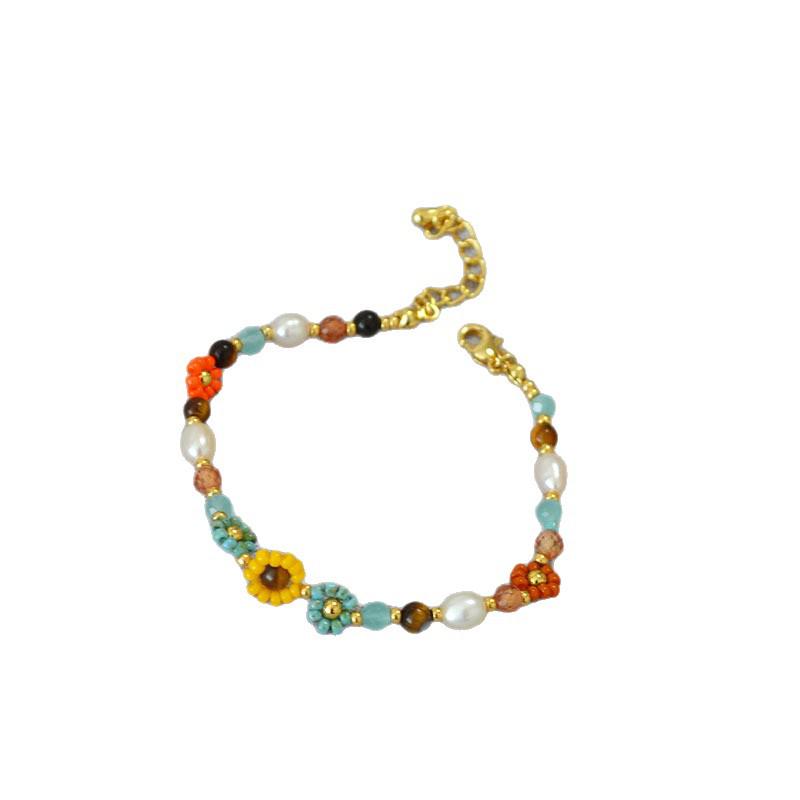 Van Gogh Sunflower Bohemian Beaded Bracelet - Retro Oil Painting Style