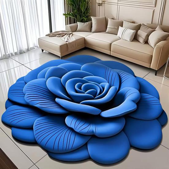 Diatomaceous Earth Bath Mat 3D Peony Pattern Quick Dry Floor Mat