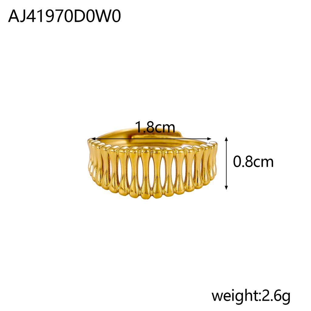 CARLIDANA Ins Geometric Rings Stainless Steel 18k Gold Plated Hollow Multi-Layer Chunky Cross Open Rings for Women Jewelry
