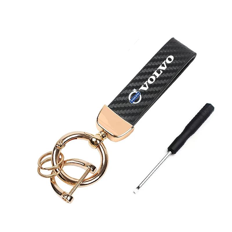 Car Carbon Fiber Style Keychain Microfiber Leather Key Chain For Volvo Xc60 Xc90 V40 V60 S60 V50 V90 S80 C40 XC40 V70 XC70 C30