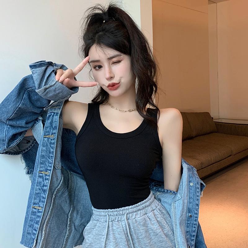 Slim Fit bez rukávů s kulatým výstřihem Ležérní tílka Ženy Móda Jednolité dno Letní vesta Topy Dámské Elegantní Jednoduché Kancelářské dámské tílka Camis 24368