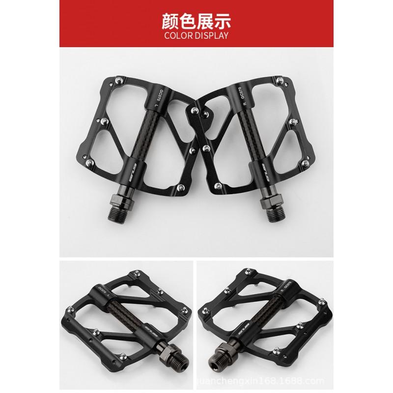 GC070 Lightweight Mountain Road Bike Pedals Aluminum Carbon Fiber With 3 Sealed Bearings Anti-Slip Platform