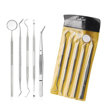 5-teiliges Dental-Werkzeugset aus Edelstahl für Zähne, Zahnstein, Schaber, Mundspiegel
