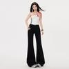 Women's Retro High-Waist Black Bell Bottom Jeans, Slimming Stretch, Extra Long, Spring 2025 Collection