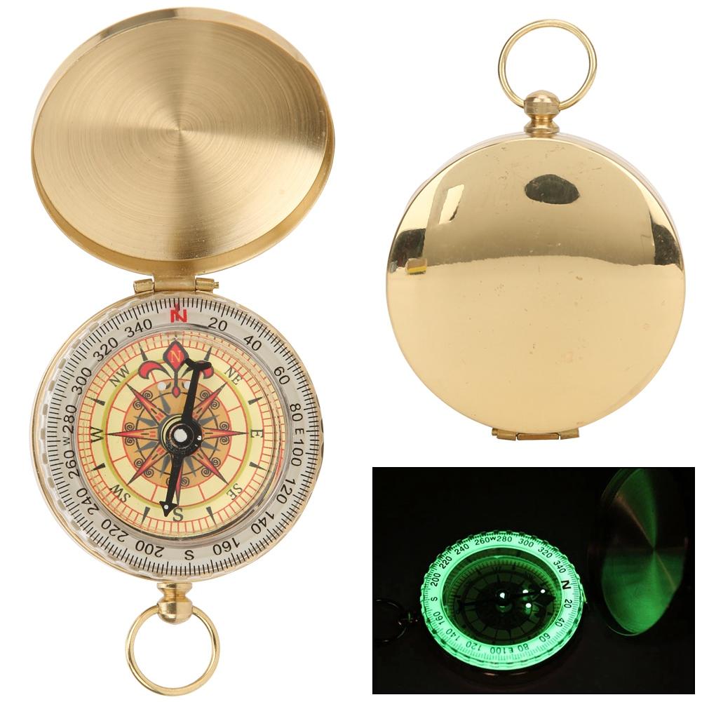 Outdoor Metal Luminous Pocket Watch Compass Copper Flip Cover for Climbing Hiking Campingcompass