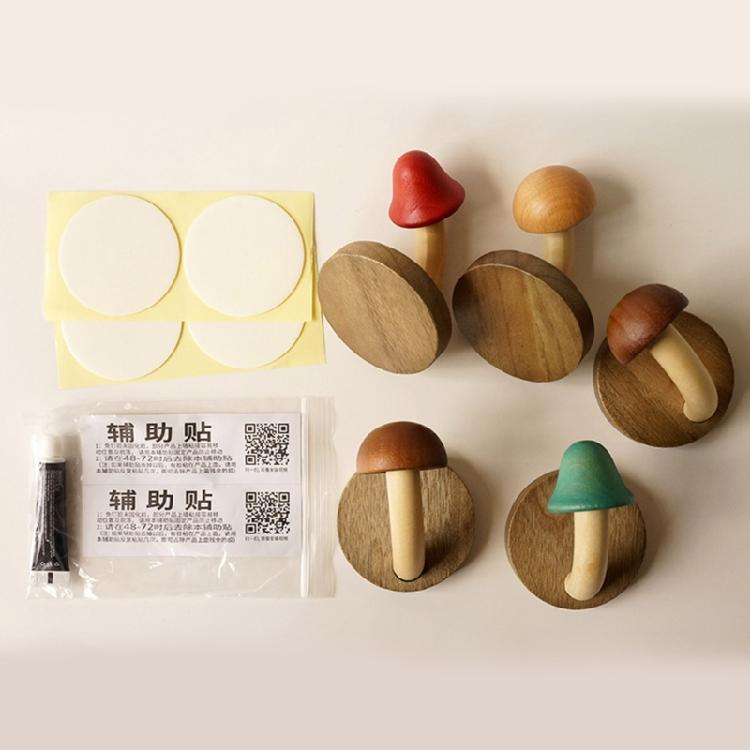 Cute Mushroom Clothes Hanger Wood Storage Rack Organizer for Hats Coat Towel