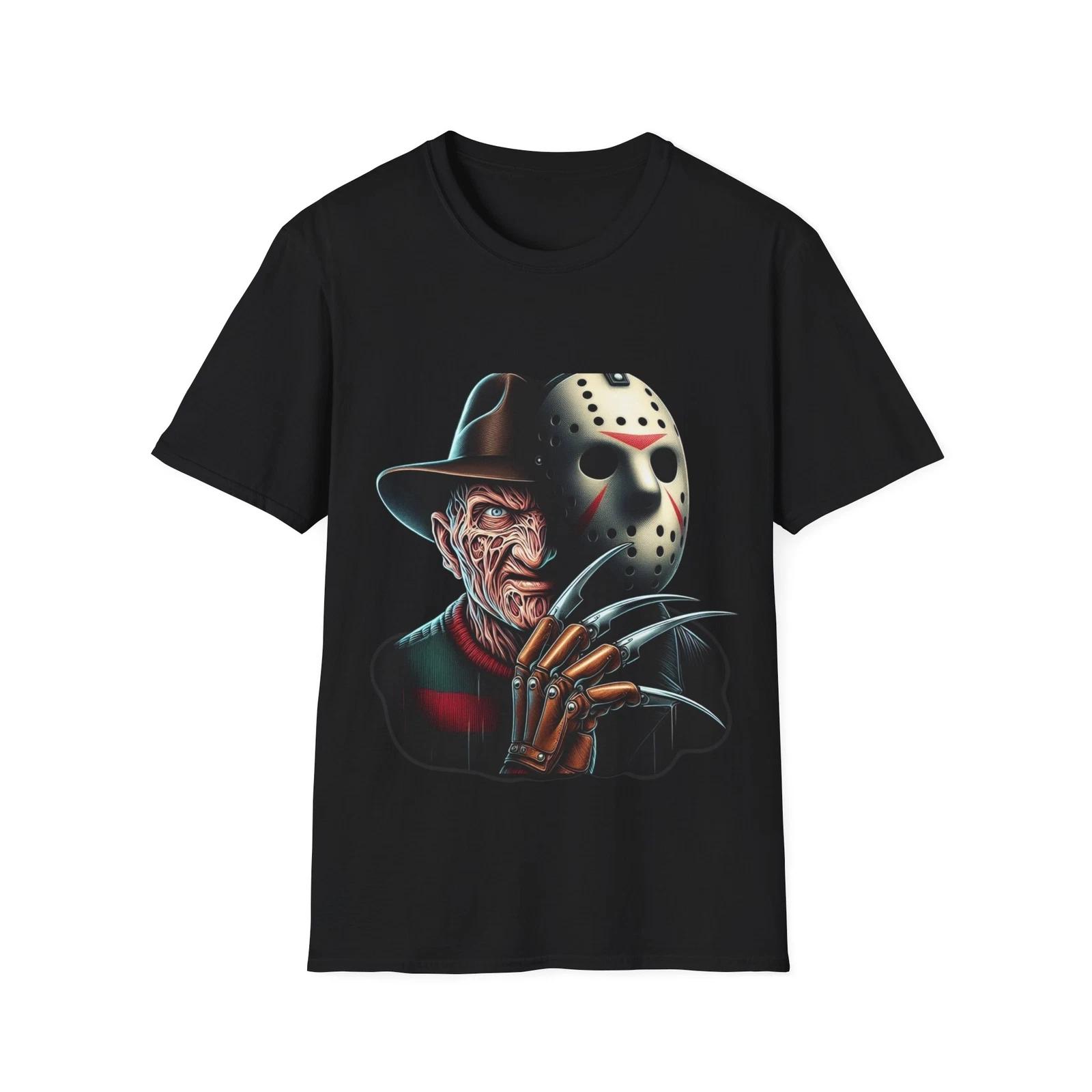 Men s and Women s T-shirts Frightening Fusion: Freddy Wearing Jason Mask T-Shirt XXXXL