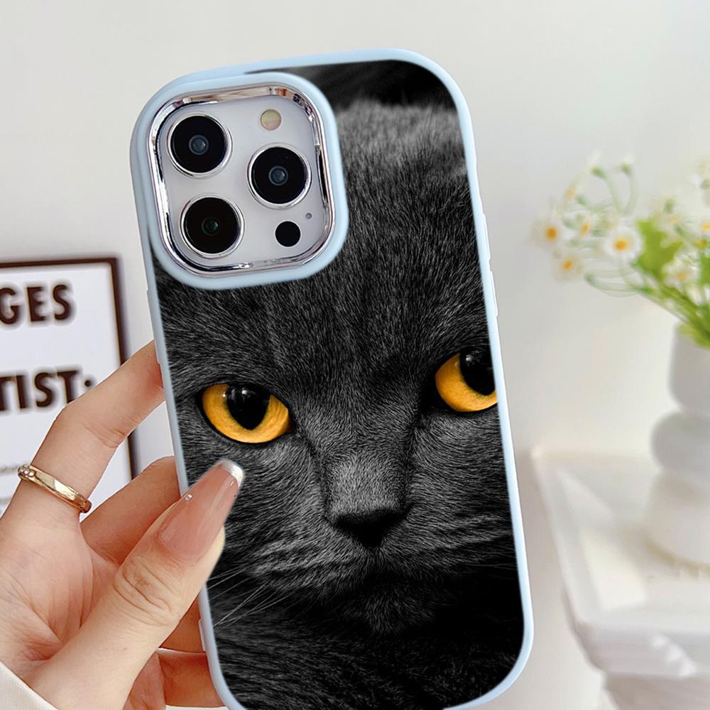 LZ3 Black Cat Green Eyes Soft Phone Case for Samsung S24 Ultra S23 Plus S21 FE A16 A54 A52 A06 Infinix Hot 40 30i Lens Protection Shockproof Cover