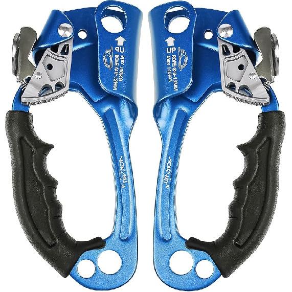 Hand Ascender High strength aluminum Alloy Climbing Ascender with Ergonomic Rubber Handle Strong Rappelling Gear Equipment for Rock Climbing Tree