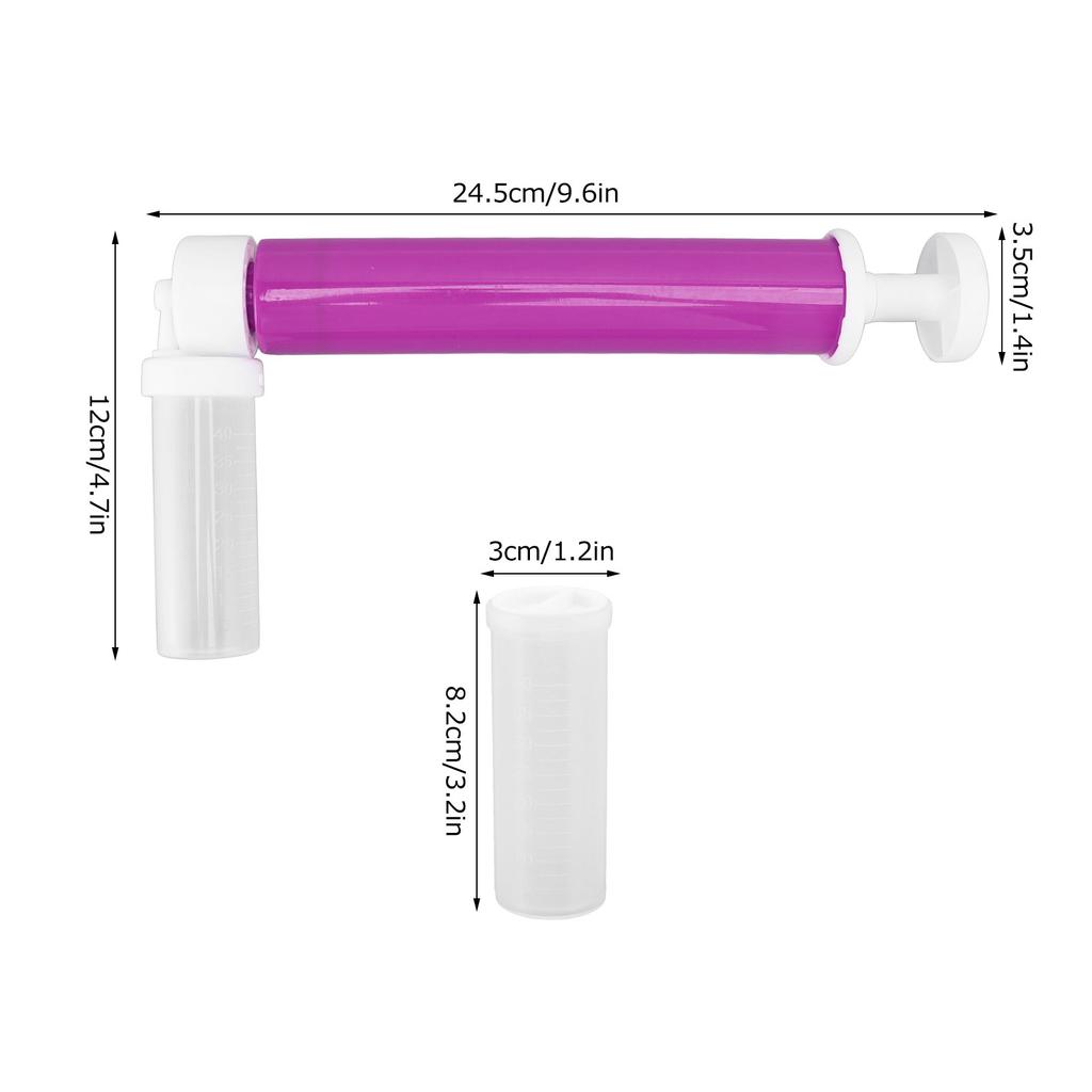 Manual Cake Airbrush DIY Multiple Colors Leakage Proof Plastic Cake Airbrush Pump with Transparent Tank for Cake Purple