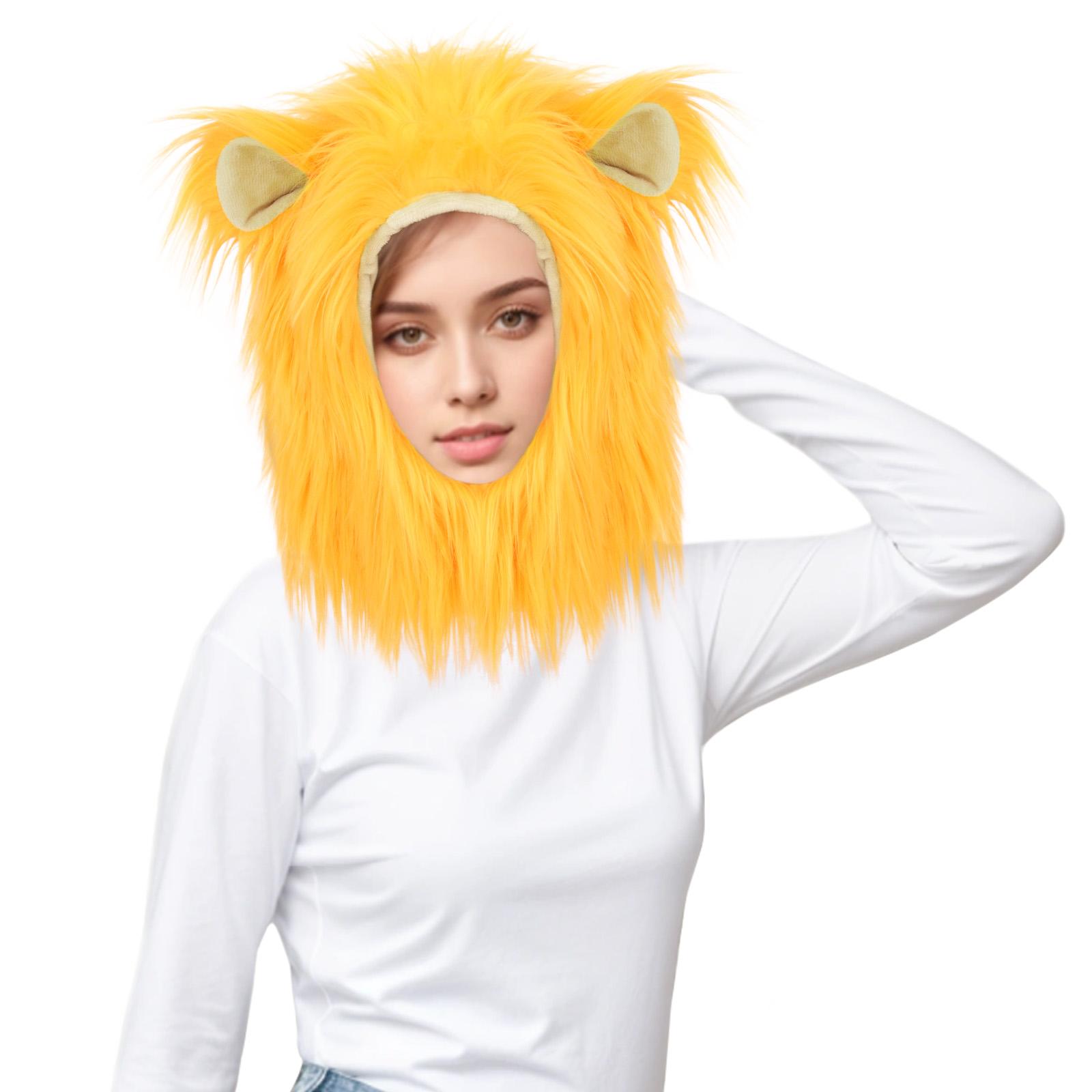 Yiran Sexy Lingerie Unisex Furry Animal Lion Hat Faux Fur Fluffy Cute Cap Plush Headwear For Costume Cosplay Head Accessories