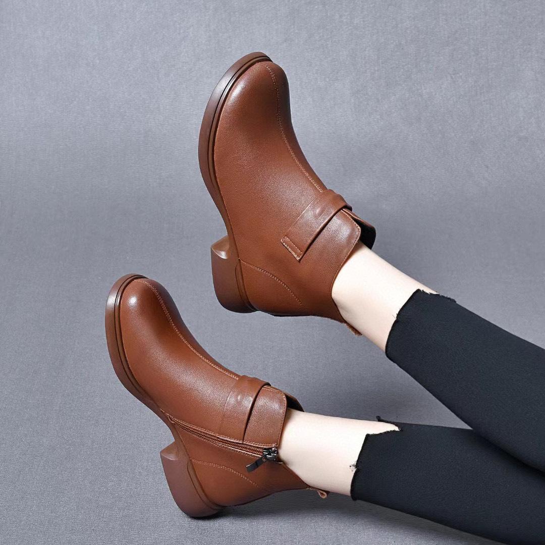 

Женские ботильоны с круглым носком, новые простые темпераментные на плоской подошве, повседневные ботинки Мартина из первого слоя коровьей кожи, удобные ботильоны до щиколотки 40