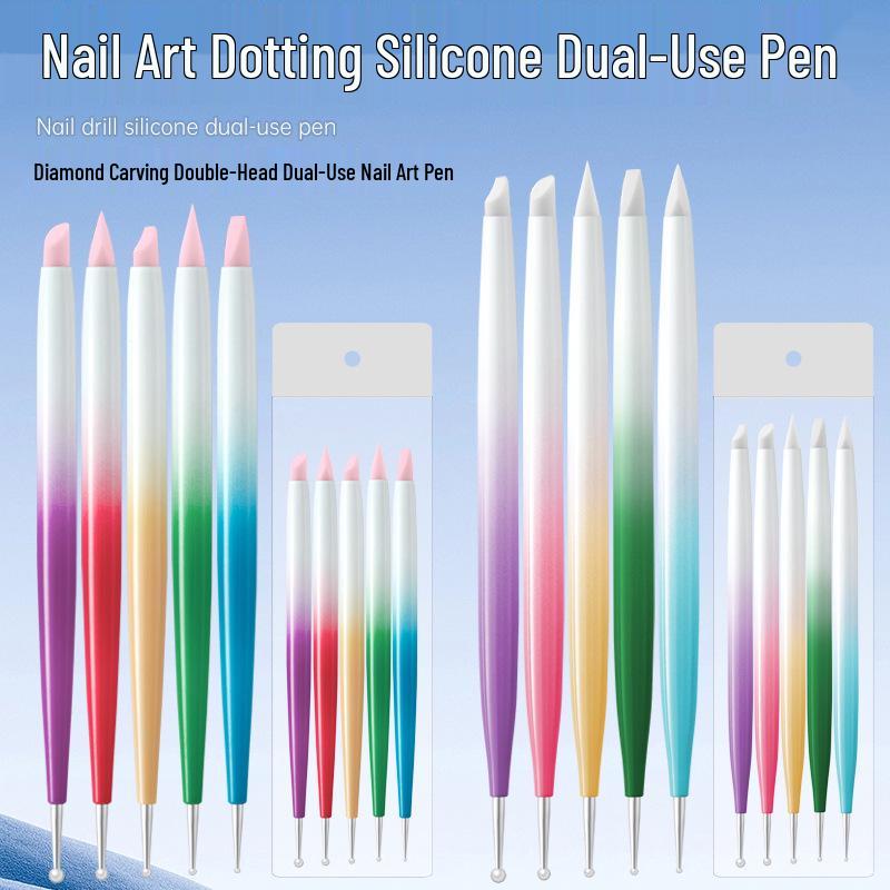 Nail Art Drill & Carving Pen Set with Silicone Tips