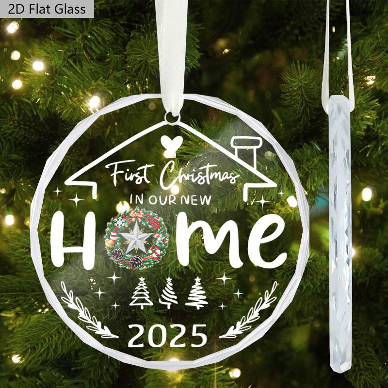 

New Home Ornament. Glass Christmas tree decor, a perfect housewarming gift. чистый