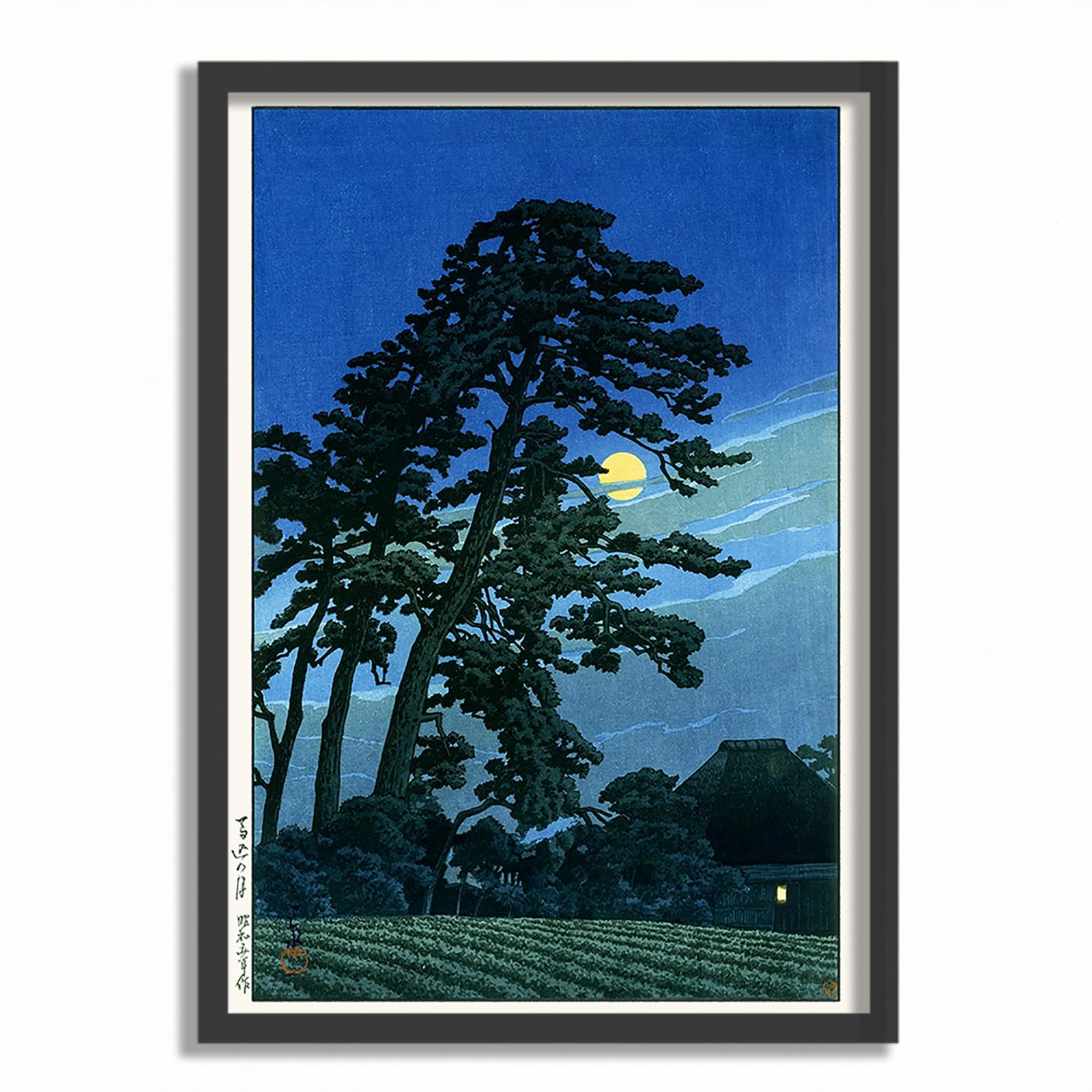 Magome no Tsuki (Framed) Kawase Hasui Shinhanga Woodblock Print Reproduction, Made in Japan, Framed Art, A4, Gallery-Quality, Shinhanga, Wall Hanging