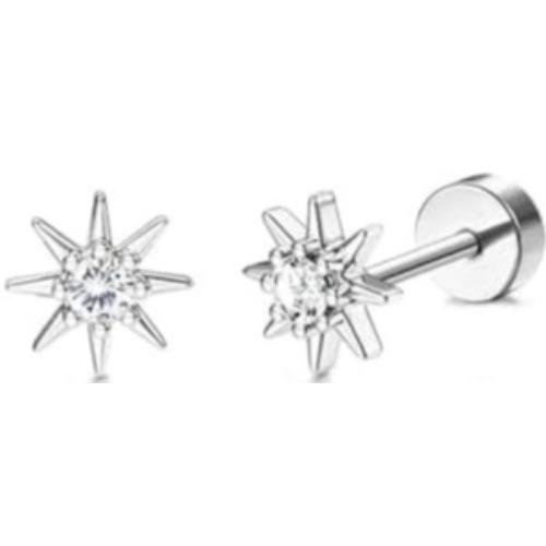 Drperfect 1Pair Flat Back Earrings for Women Surgical Steel Earrings for Sensitive Ears Hoop Stud Cartilage Tragus Piercings