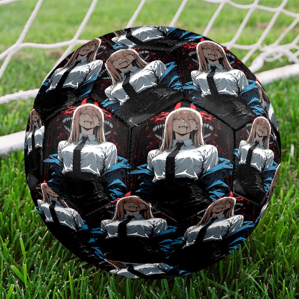 Makima Chainsaw Man Print Size 5 Soccer Ball, Standard Match Football for Sports Game and Team Practice, Ideal Gift for Soccer Fans