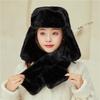 Hat Men's and Women's Full Plush Lei Feng Hat with Fur Collar Cycling Korean Version Fashionable Cold-proof and Warm Northeast Travel Ski Hat
