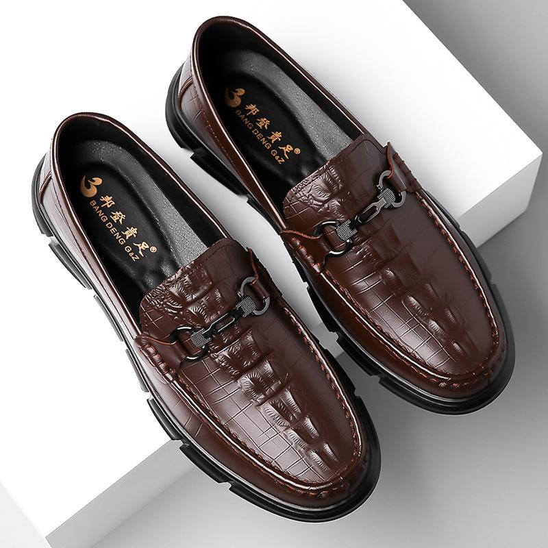 

Crocodile pattern men s shoes autumn new leather breathable one-pedal Doudou shoes men s trend versatile Korean version casual shoes 44 светло-коричневого