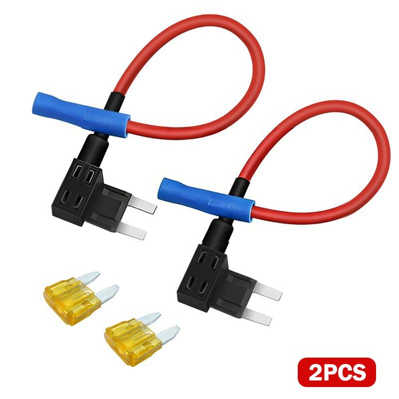 2Pcs 12V Fuse Holder Add-A-Circuit Tap Adapter Micro2 Mini Small Standard Atm Auto Fuse With