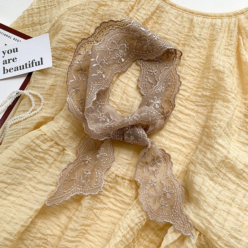 Korean temperament retro lace belt headband long ribbon decorative scarf ins small silk scarf necklace silk scarf women