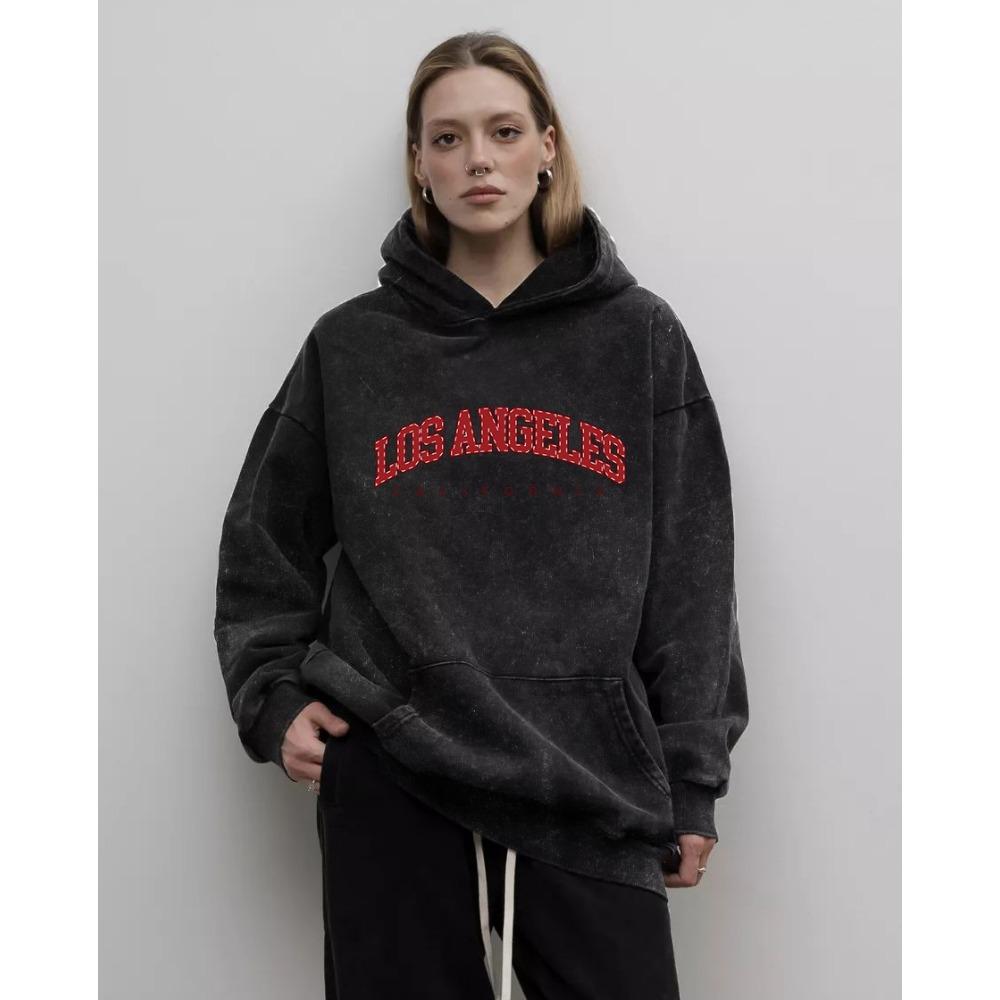 

Худи женские хлопковые повседневные с принтами букв и надписи Los Angeles, с эффектом потертости, оверсайз 3XL
