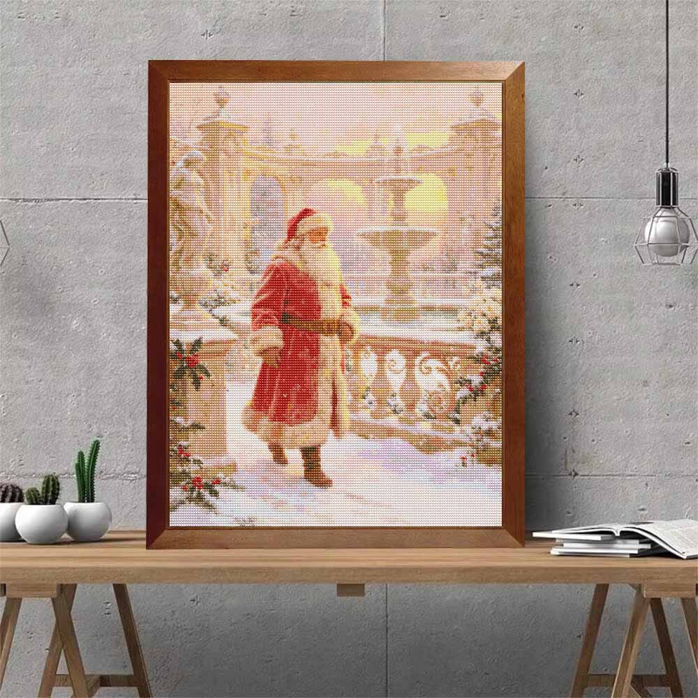 DIY 5D Diamond Painting Canvas Christmas Santa Snowy Winter Full Drill Art Kit Easy Craft for Beginners Home Decor Gift Idea