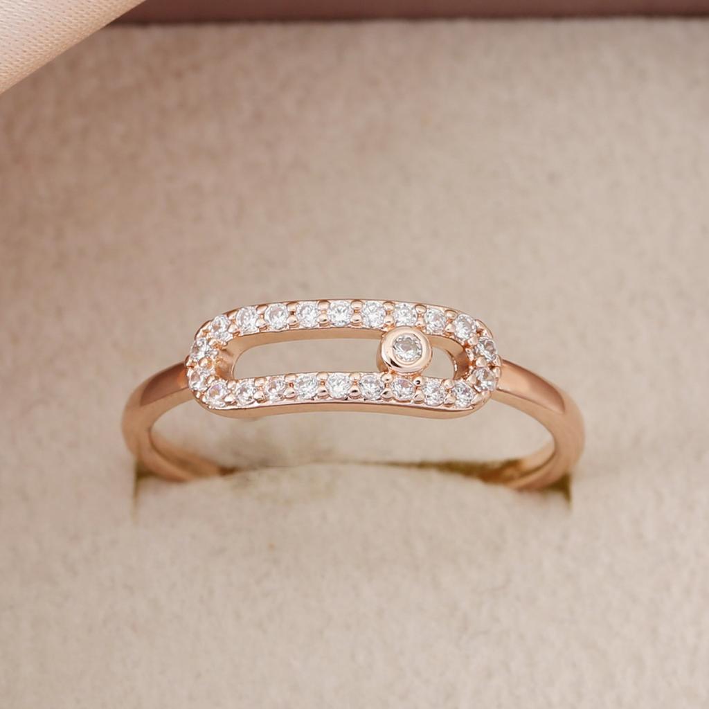 Luxury Open Zircon Ring For Women Fashionable Gold Tone Adjustable Band Elegant Jewelry Gift