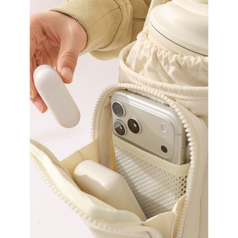 Crossbody Strap Water Bottle Holder Protective Cover Universal Phone and Water Bottle Bag Large Capacity Insulated Cup Drawstring Storage Bag