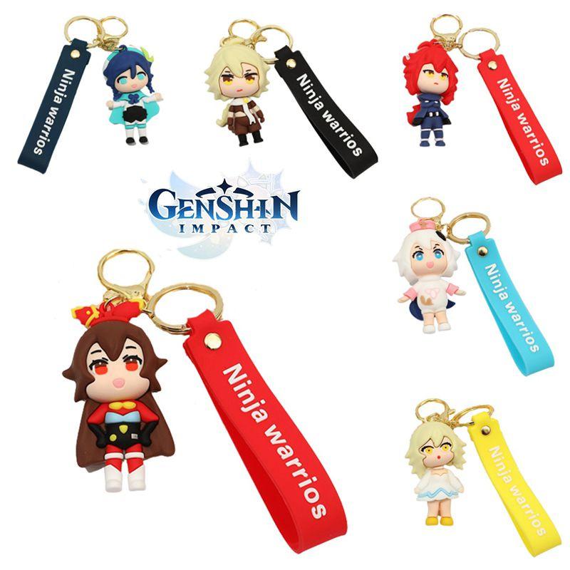 Vibrant Genshin Impact Amber Venti Keychain Toy Paimon Key Ring Bag Pendant Gifts
