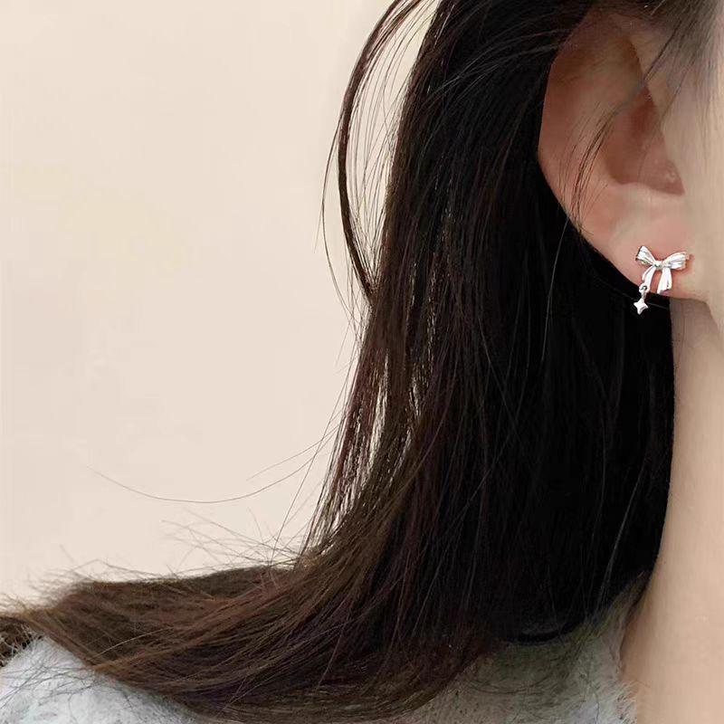 Elegant Starburst Bow Stud Earrings: Stylish Unique Ear Jewelry