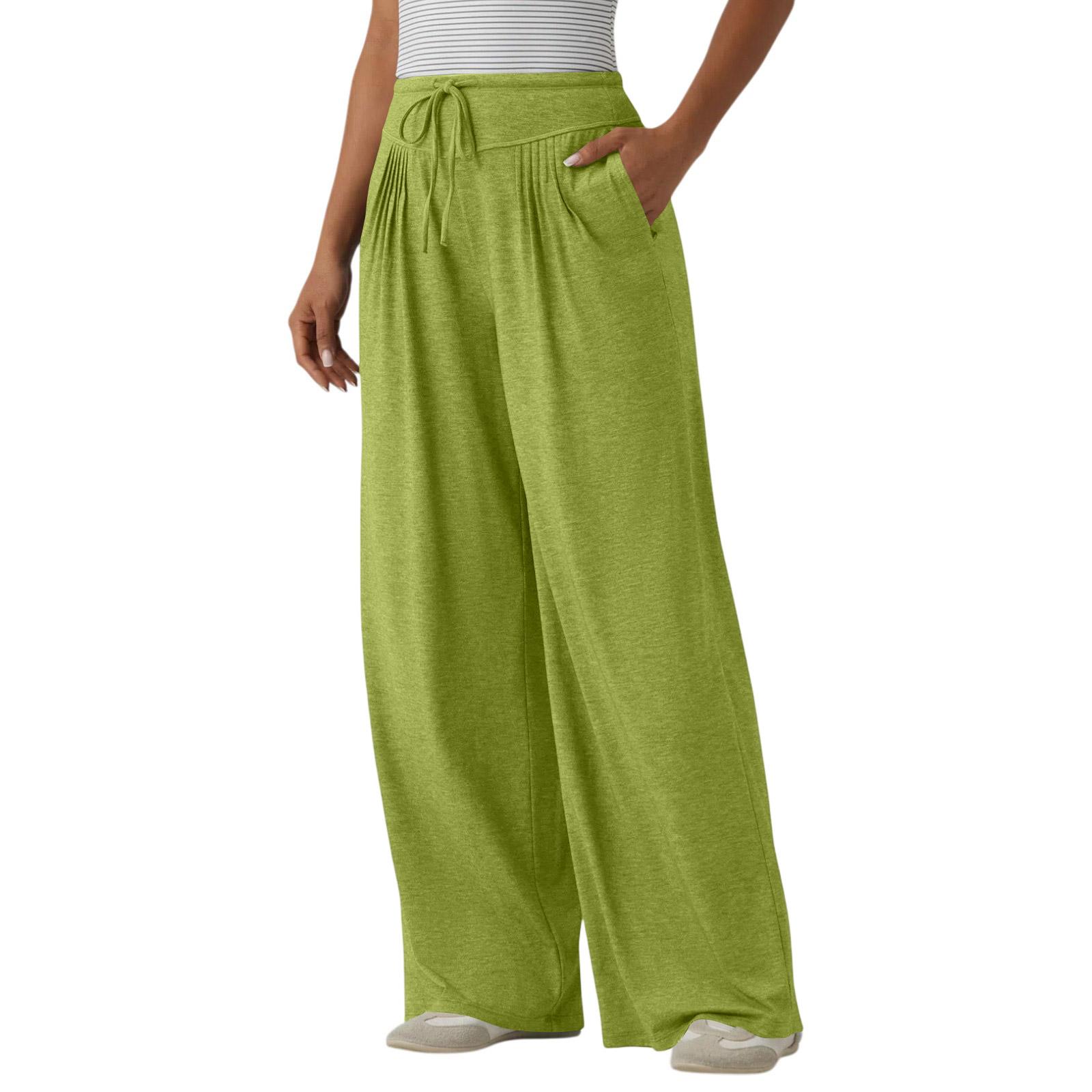 

Women s Color High-waisted Drawstring Pleated Casual Loose Pants With Belt And Pockets XL