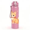 1PC Soft Wreath Fox Cartoon 750ml Color Plastic Sports Water Bottle Leakproof Flip Straw Lid Suitable for Sports Office Home Use
