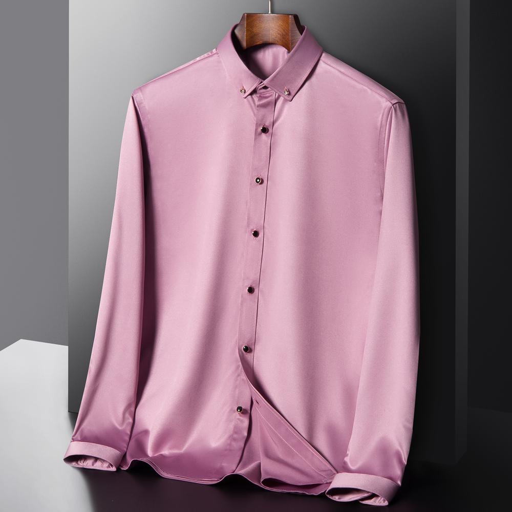 Men's Wrinkle Free Dress Shirts for Old Money Man Luxury 4-Way Stretch Long Sleeve Formal Diamond Button Up Wedding Prom Shirt