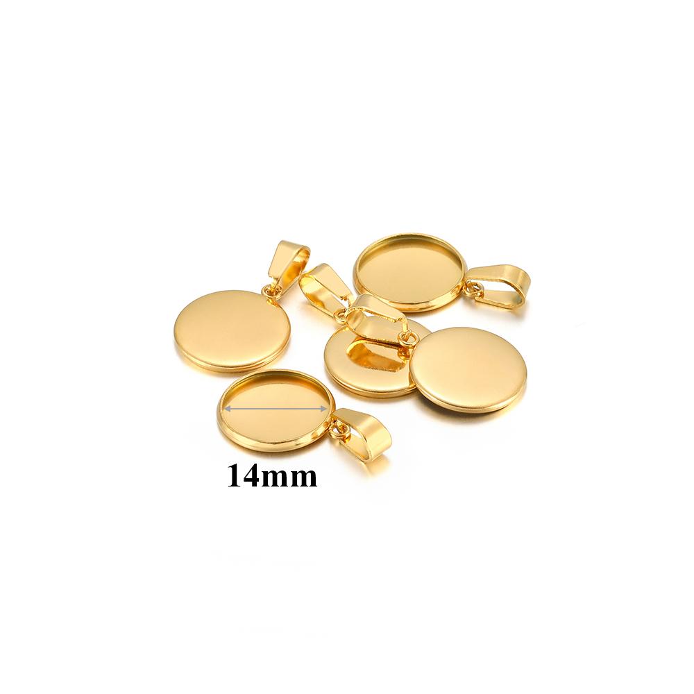 10pcs Fit 10 12 16 20 30mm Stainless Steel BlankCabochon Cameo Base Settings Tray Bezels Pendant Charms for DIY Jewelry Making