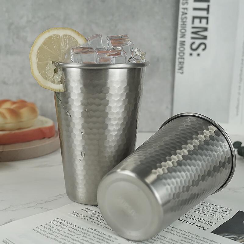 Shangqi 500ml 304 Stainless Steel Hammered Beverage Cup 2-Pack